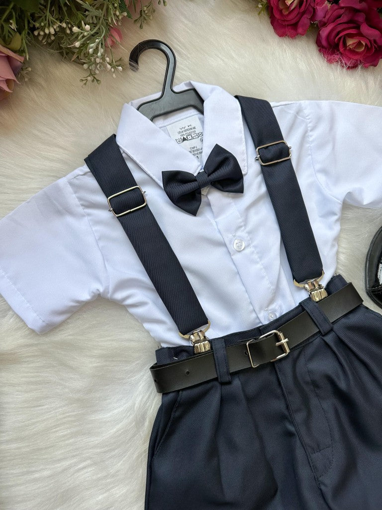 Conjunto Miss Cherry Meninos Social Shorts Ravi Azul Petroleo (CNJTMSCHRMNNSCLSHRRVAZLMR)