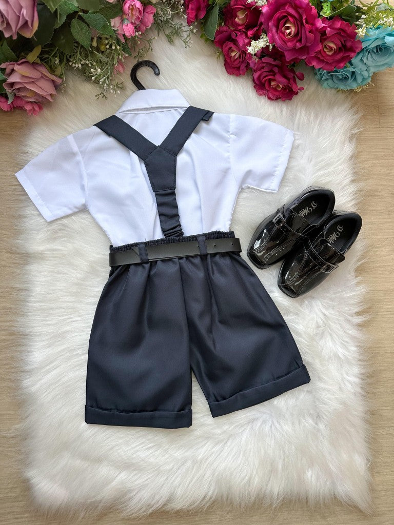 Conjunto Miss Cherry Meninos Social Shorts Ravi Azul Petroleo (CNJTMSCHRMNNSCLSHRRVAZLMR)
