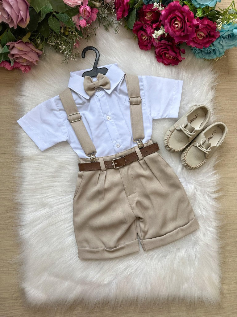 Conjunto Miss Cherry Meninos Social Shorts Ravi Bege Modelo 2 (CNJTMSSCHRSHRVBG2)