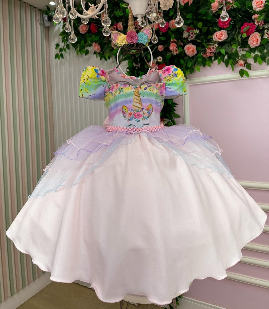 Vestido Mimadine Tematico Unicornio Safira Rosa Bebe (VESTMDNTMUNCSFRSBB)