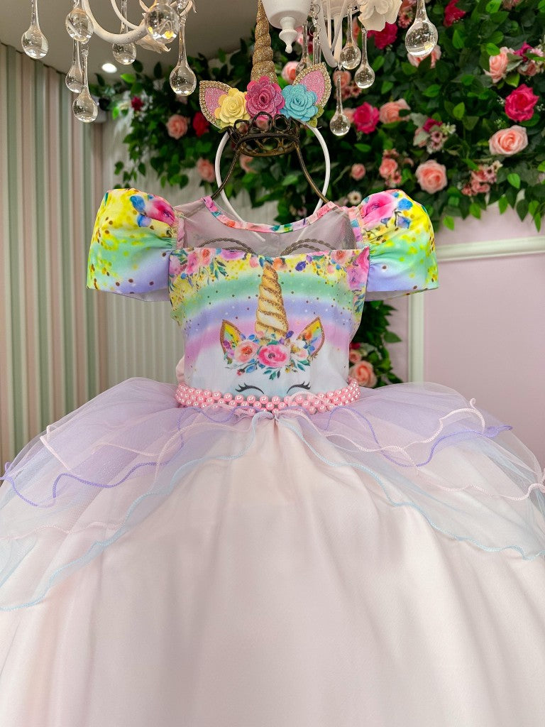 Vestido Mimadine Tematico Unicornio Safira Rosa Bebe (VESTMDNTMUNCSFRSBB)