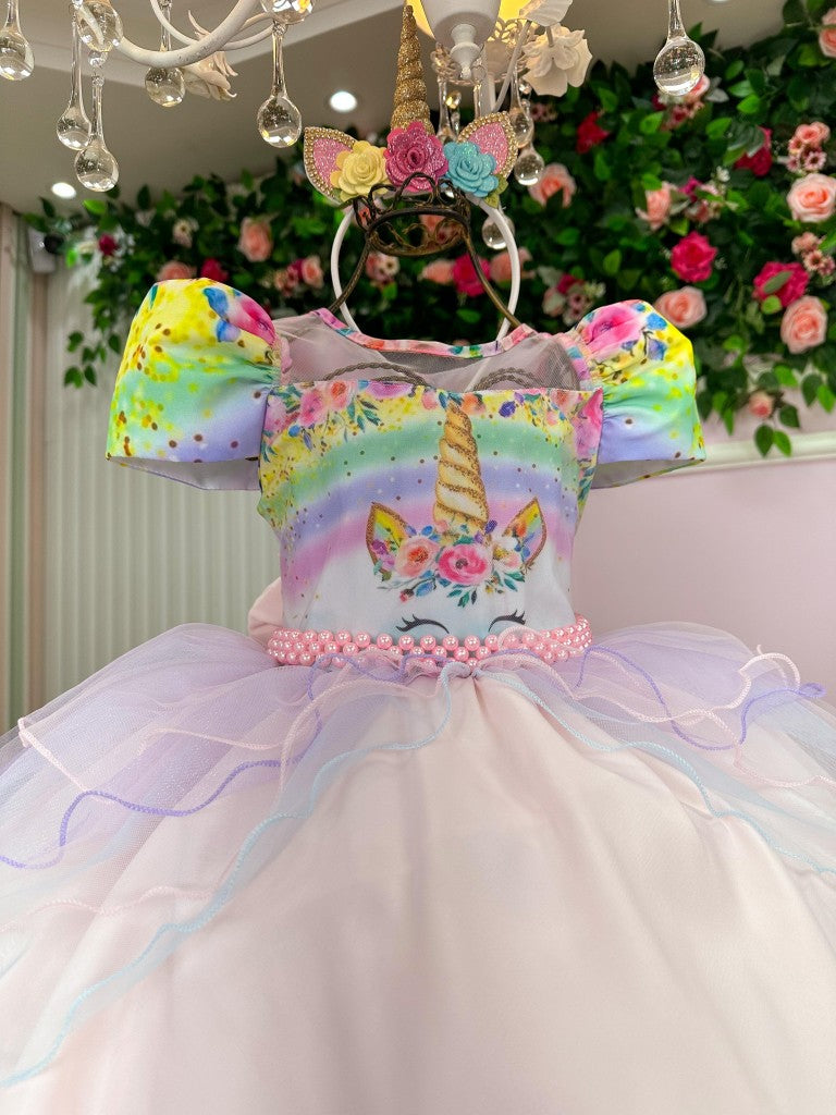 Vestido Mimadine Tematico Unicornio Safira Rosa Bebe (VESTMDNTMUNCSFRSBB)
