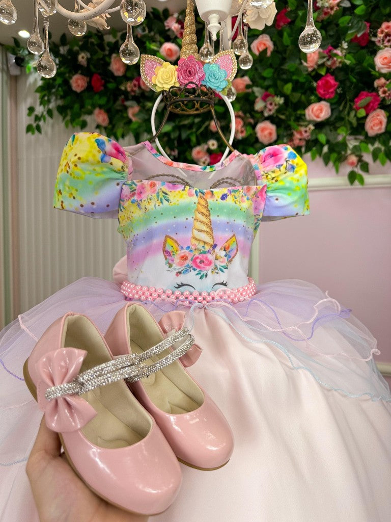 Vestido Mimadine Tematico Unicornio Safira Rosa Bebe (VESTMDNTMUNCSFRSBB)