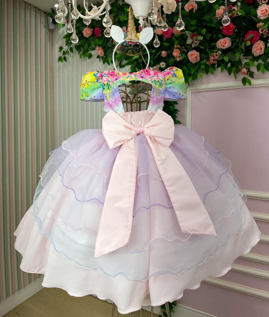 Vestido Mimadine Tematico Unicornio Safira Rosa Bebe (VESTMDNTMUNCSFRSBB)