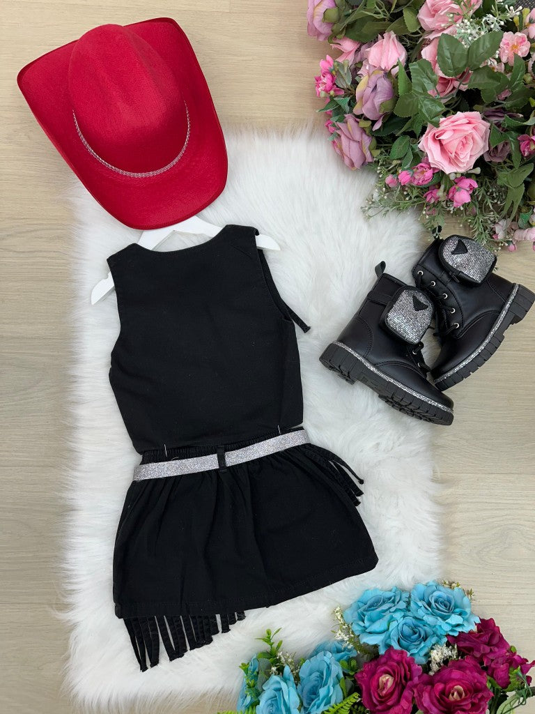 Conjunto Blogueirinha Boiadeira Maraisa Jeans Preto (CONJBLORAMRISAPRETO)