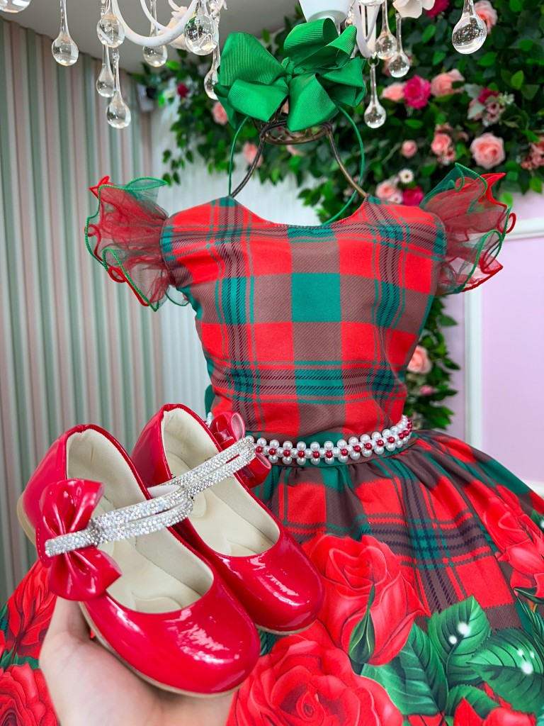 Vestido Marie Eduarda Floral Vermelho - Natal (VESTMRDRLLHONTAL)