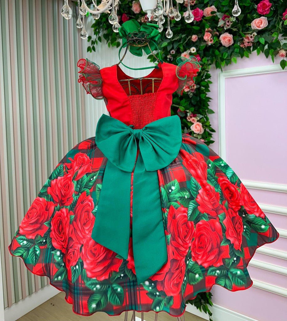 Vestido Marie Eduarda Floral Vermelho - Natal (VESTMRDRLLHONTAL)