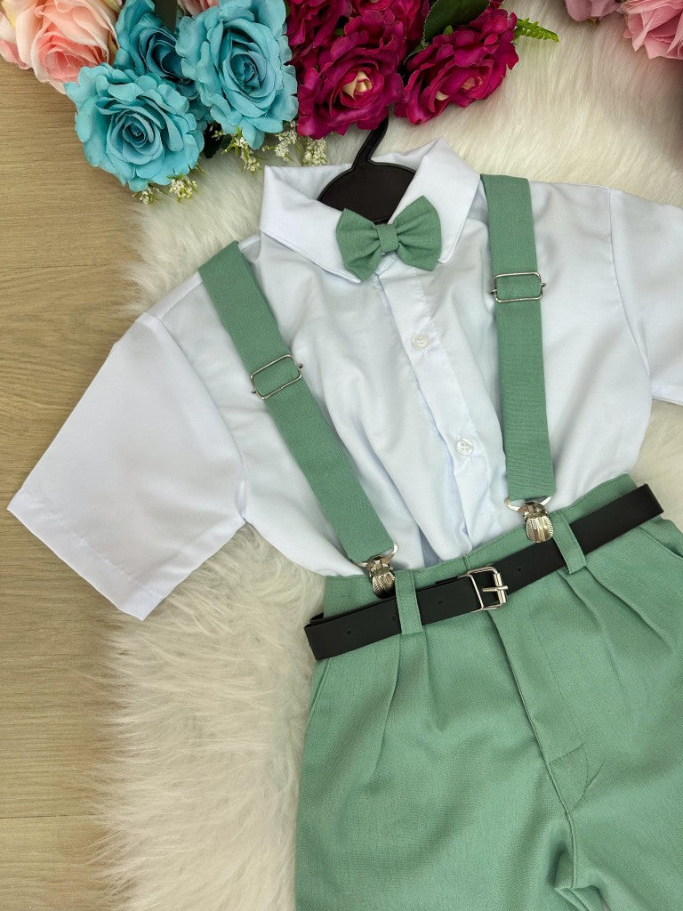 Conjunto Miss Cherry Gustavo Suspensorio Shorts Verde (CNJTMSRRYGSVOSHTVRDE)