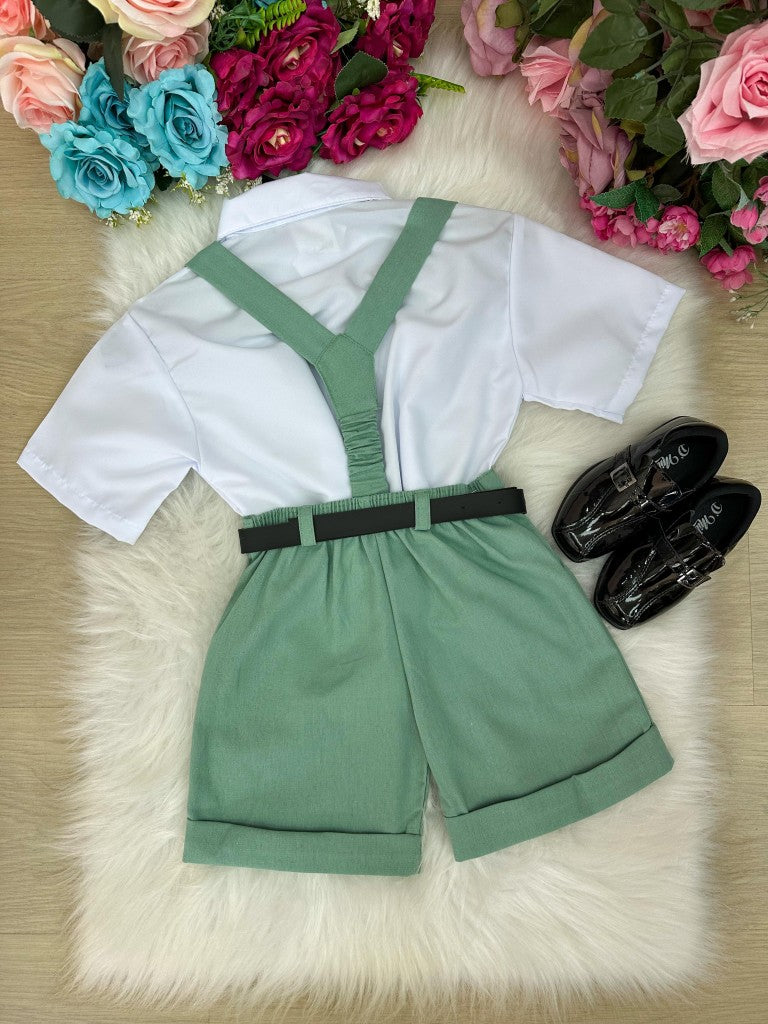 Conjunto Miss Cherry Gustavo Suspensorio Shorts Verde (CNJTMSRRYGSVOSHTVRDE)