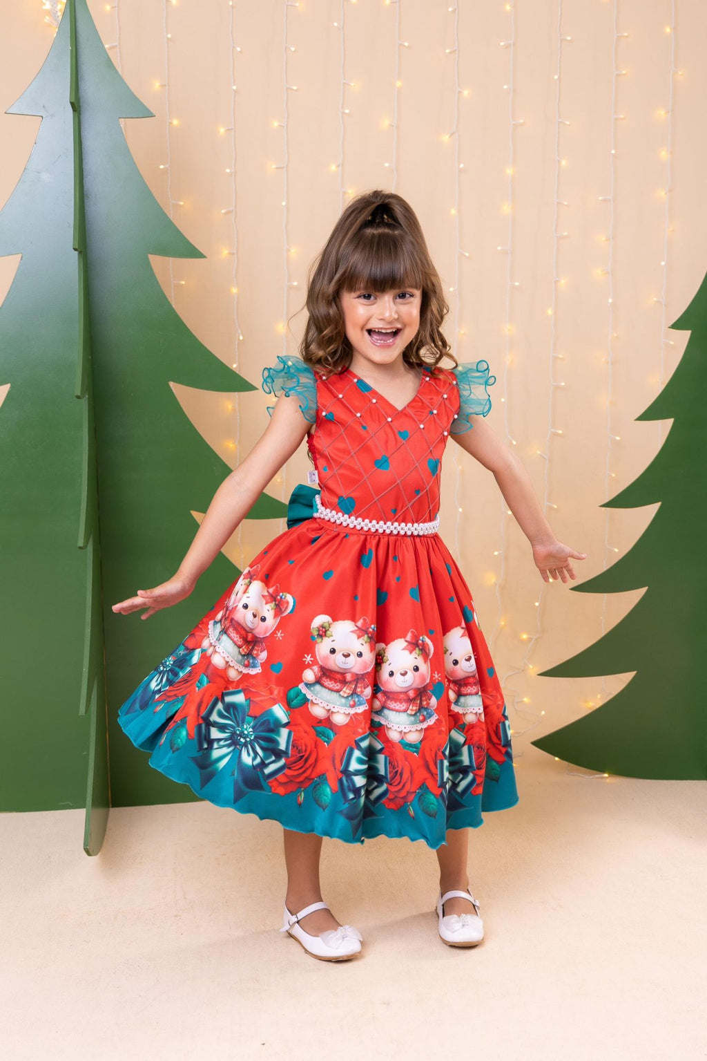 Vestido Marie Betina Ursinhos Vermelho - Natal (VESTMRURSBTIVLHO)