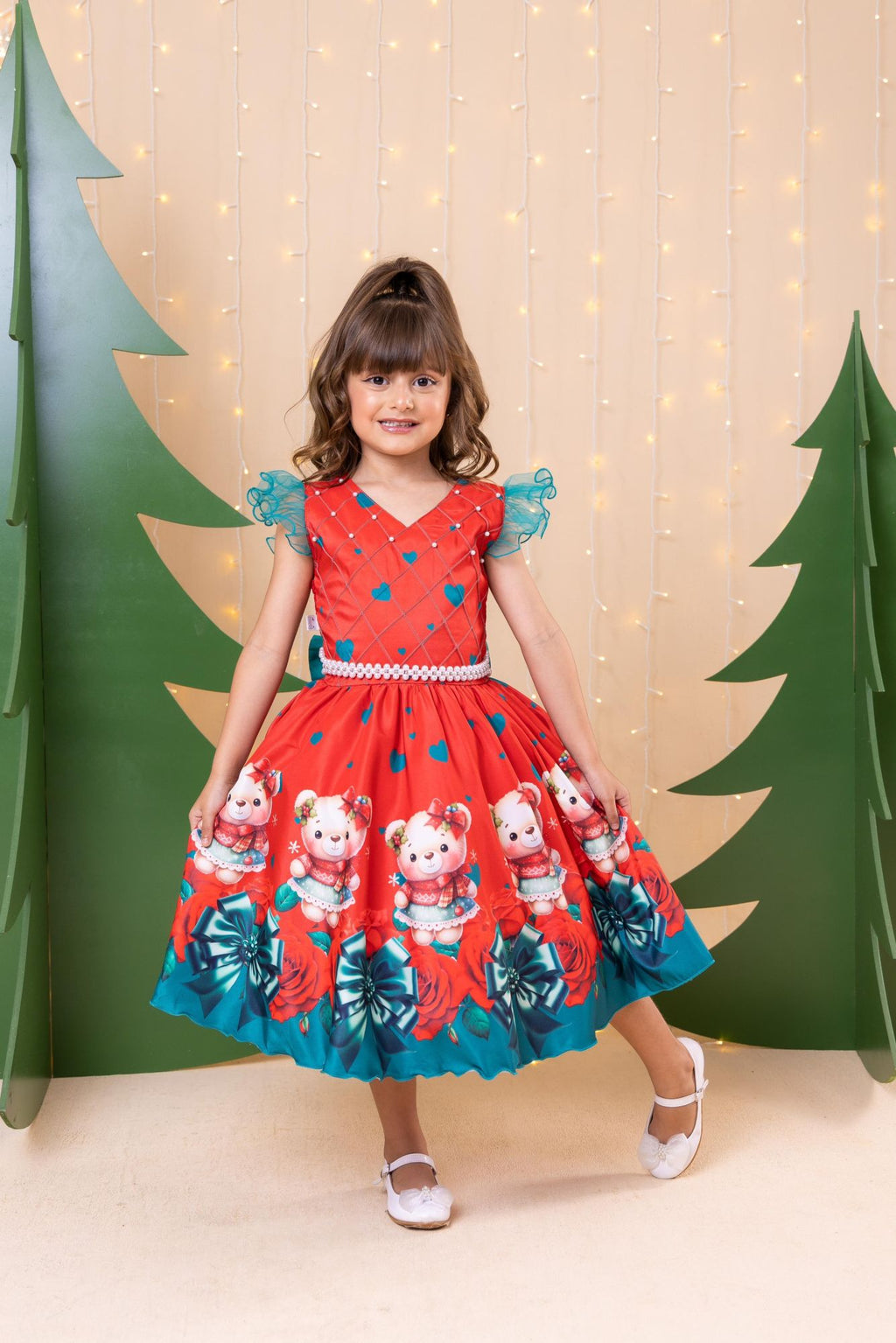 Vestido Marie Betina Ursinhos Vermelho - Natal (VESTMRURSBTIVLHO)