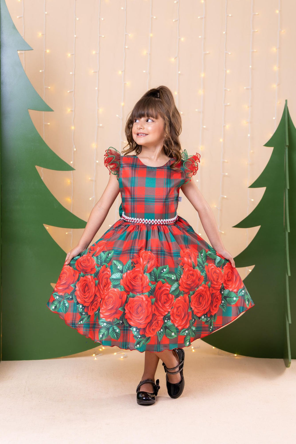 Vestido Marie Eduarda Floral Vermelho - Natal (VESTMRDRLLHONTAL)