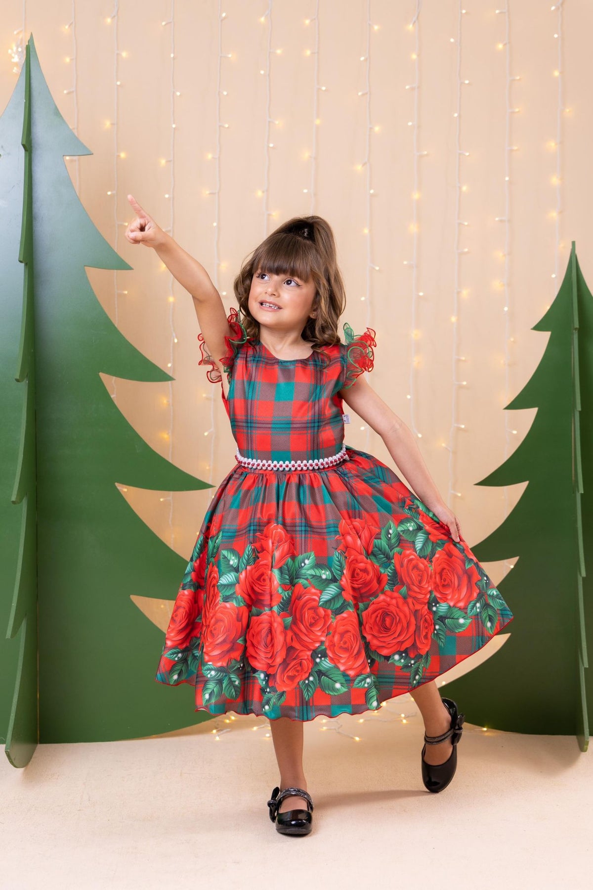 Vestido Marie Eduarda Floral Vermelho - Natal (VESTMRDRLLHONTAL)