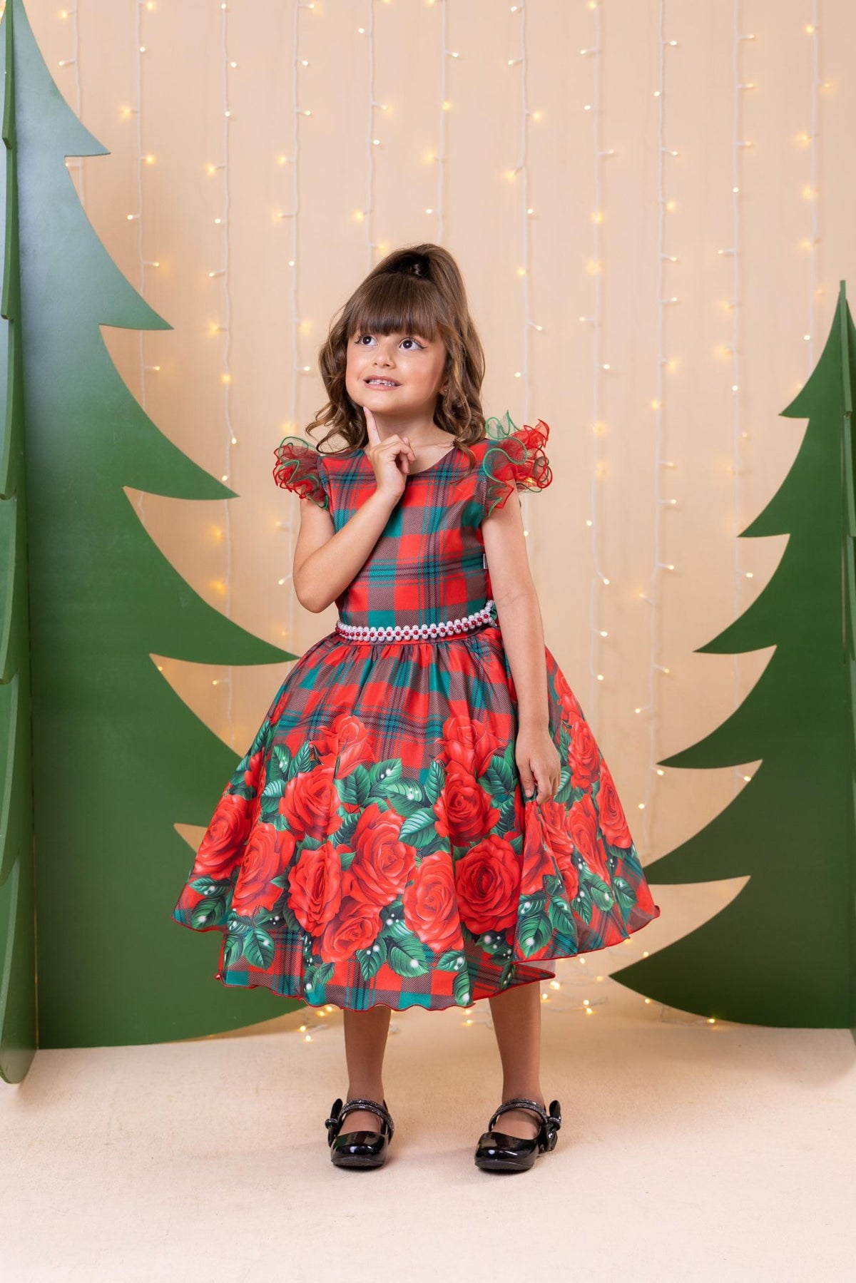 Vestido Marie Eduarda Floral Vermelho - Natal (VESTMRDRLLHONTAL)