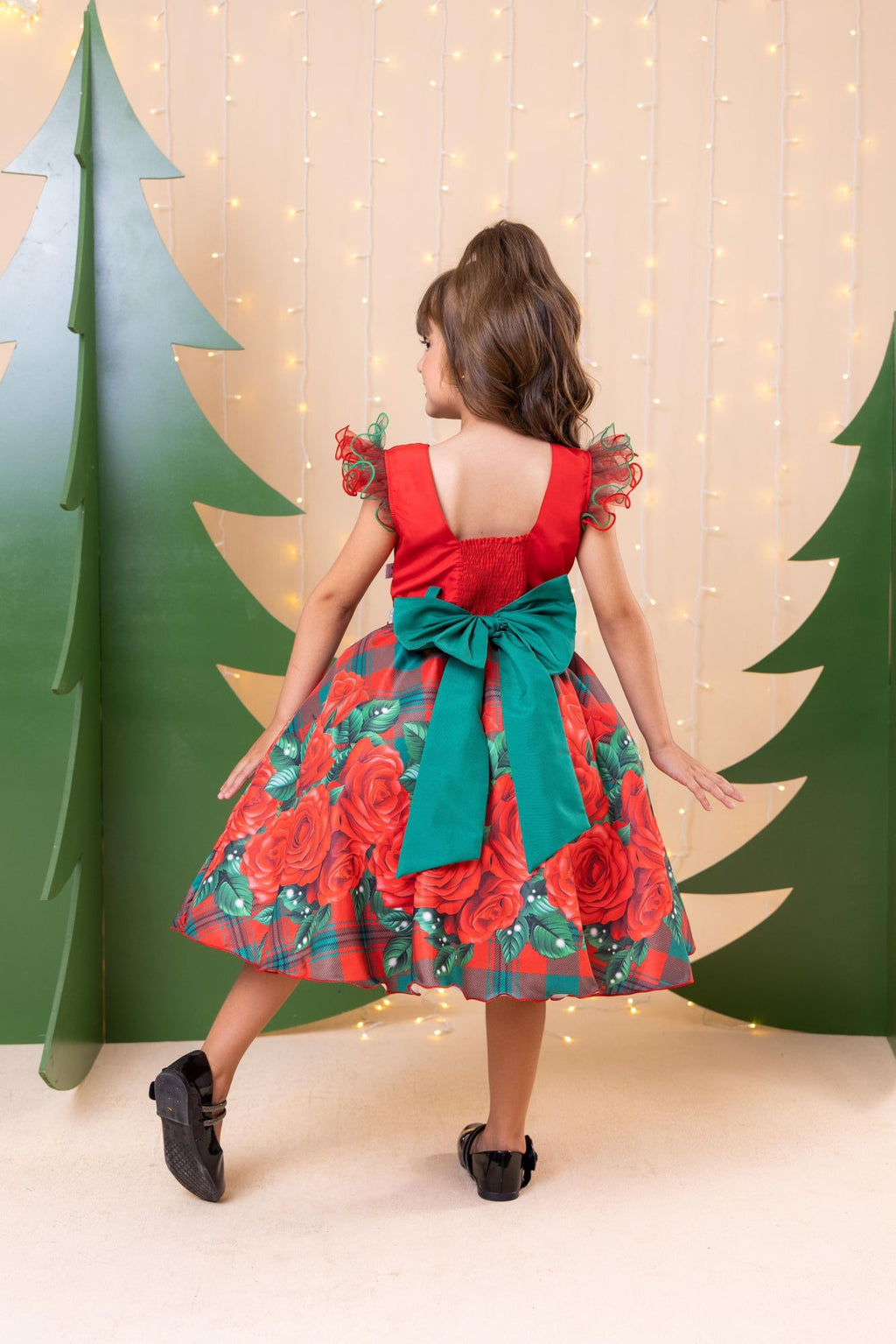 Vestido Marie Eduarda Floral Vermelho - Natal (VESTMRDRLLHONTAL)