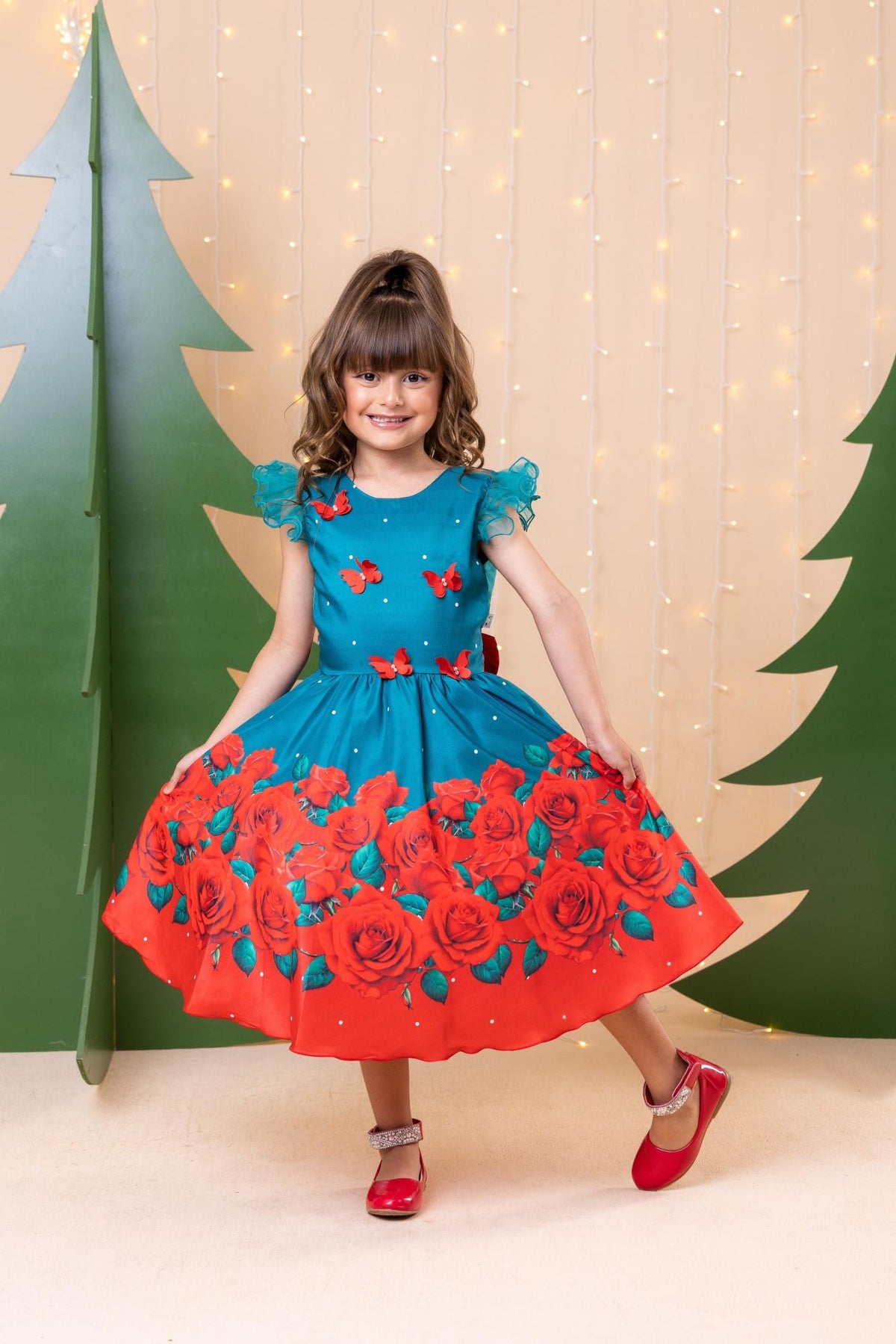 Vestido Marie Lola Verde Florido Natal (VESTMRLLVRDFLRNT)