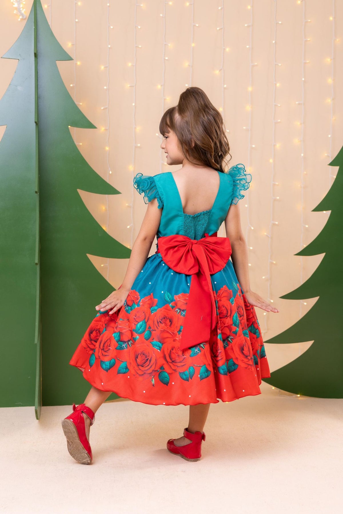 Vestido Marie Lola Verde Florido Natal (VESTMRLLVRDFLRNT)