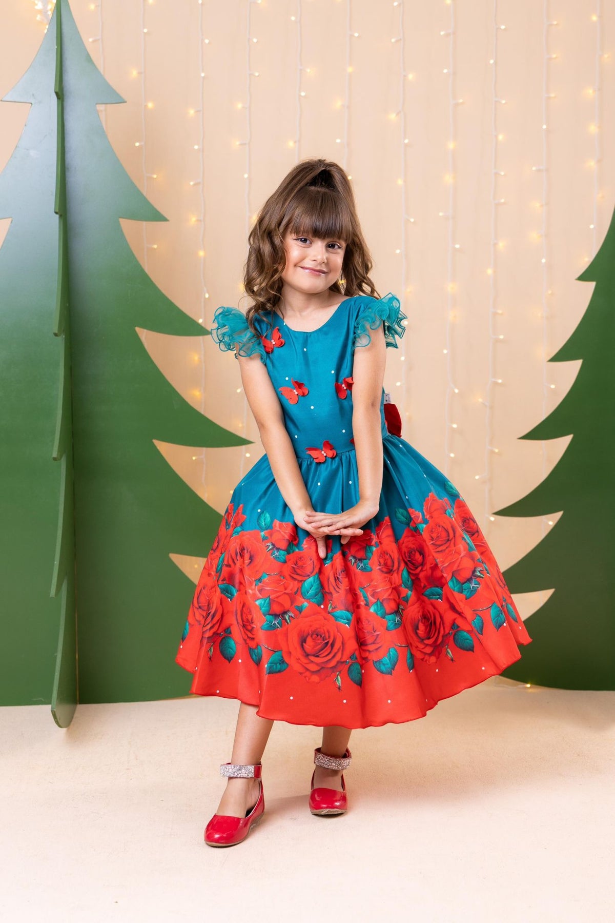 Vestido Marie Lola Verde Florido Natal (VESTMRLLVRDFLRNT)