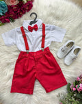 Conjunto Miss Cherry Henry Camisa Branca Suspensório Vermelho Modelo 2 (CNJTMCHCBSPVMDLO)