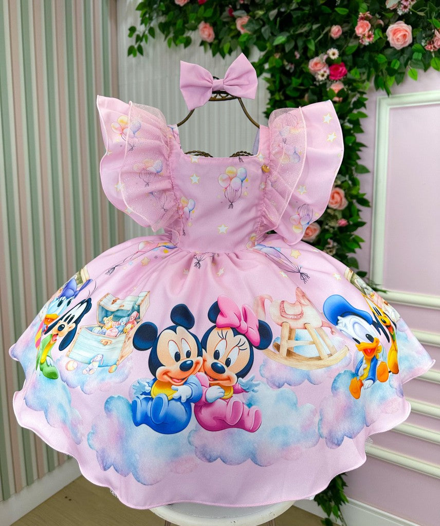 Vestido Infantil Tema Mickey Mouse Baby