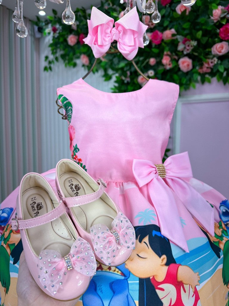 Vestido Infantil Temáticos Luxo Lilo e Stitch Rosa (VESTINFTMCLXSTCHRSA)