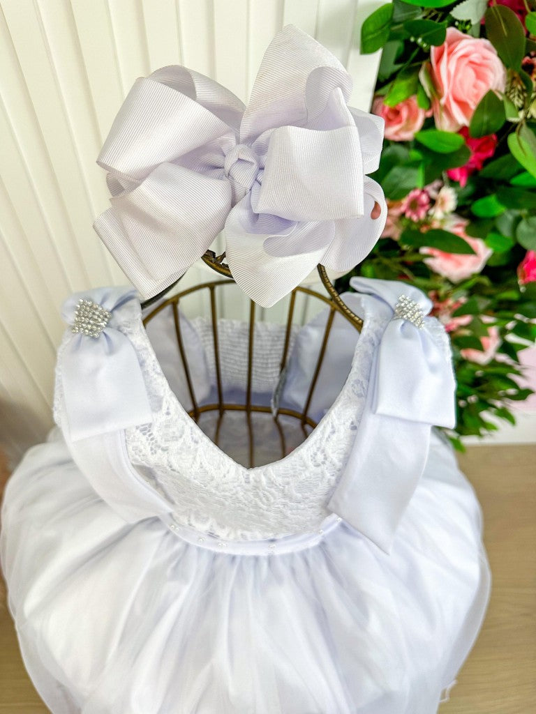 Vestido Marie Longo Branco Peito Rendado (VESTMRILNGBRNPTRDD)