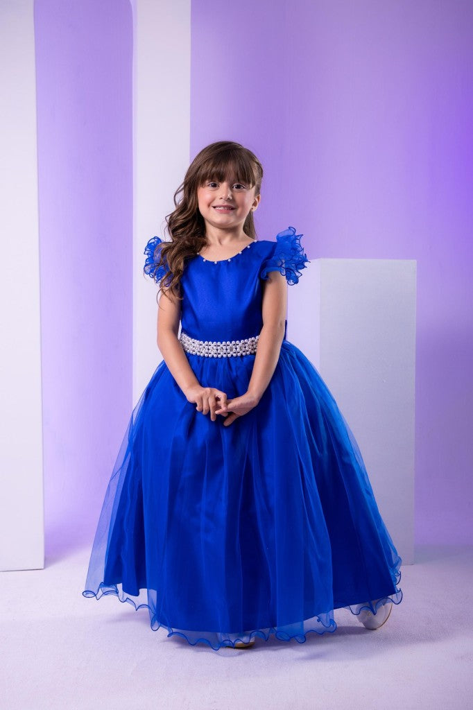 Vestido Longo Festa Formatura Daminha Azul Royal Menina