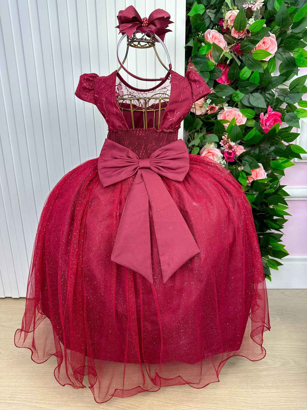 Vestido Vila Lele Longo Jardim Encantado Borboletas Marsala (VESTVLLLLNGJDENCBBMRL)