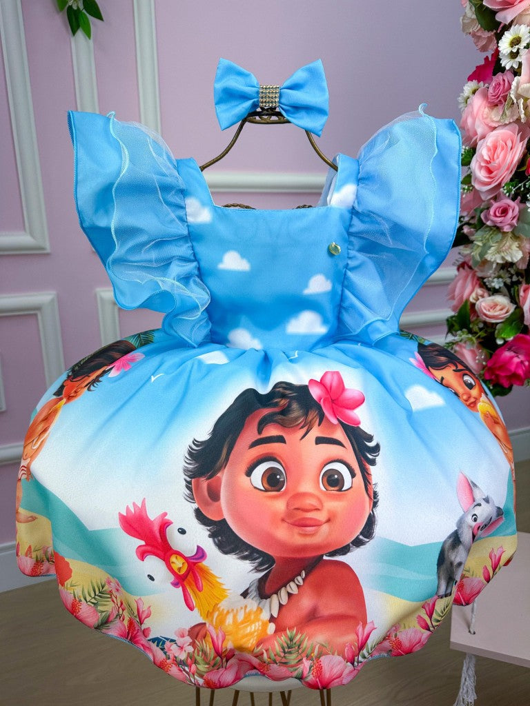 Vestido Infantil Princesa Moana Baby Azul