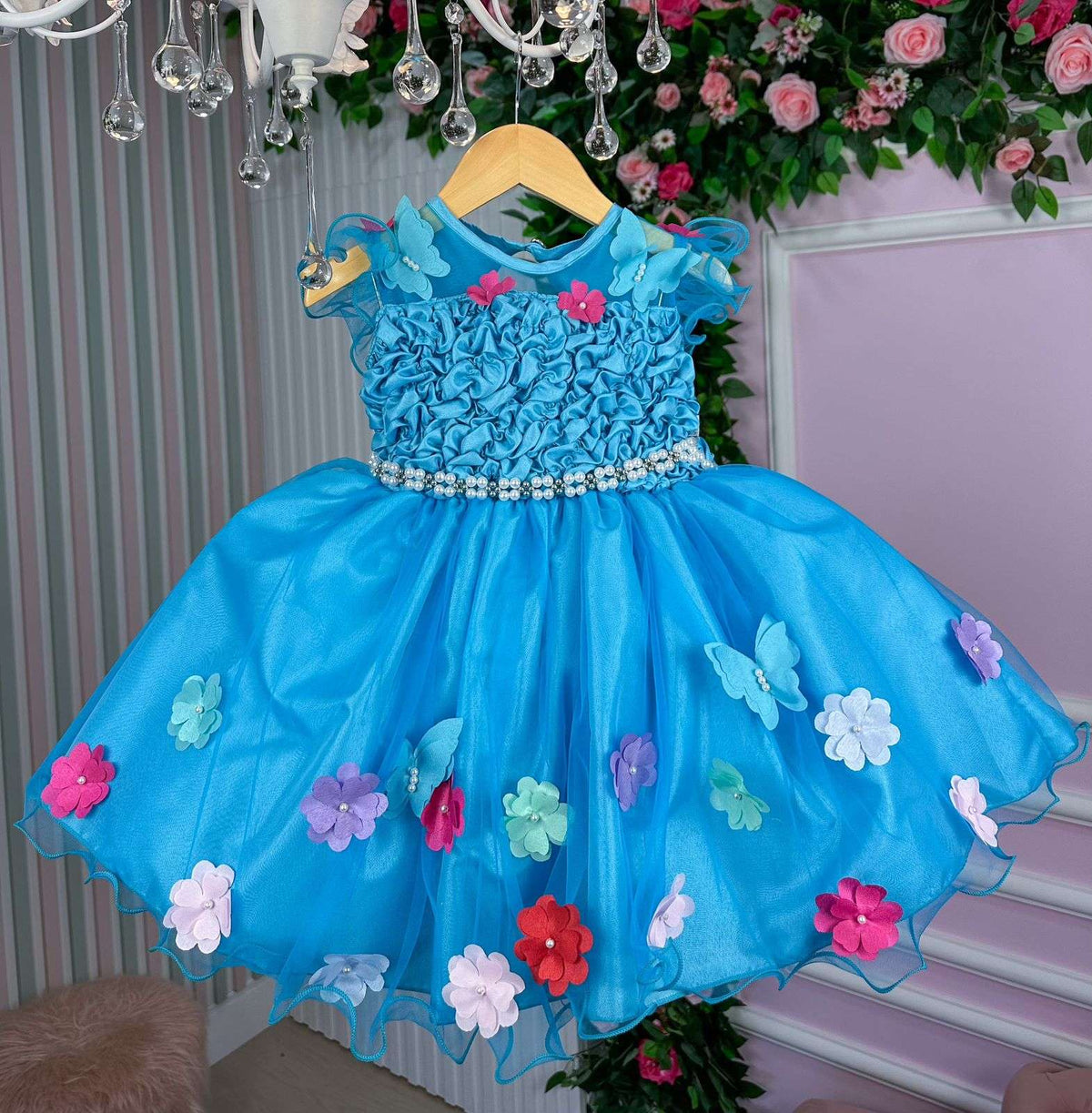 Vestido Princesa Belli Bia Jardim Encantado Azul Tiffany (VESTPRINCBLLJRDENCAZLTFF)