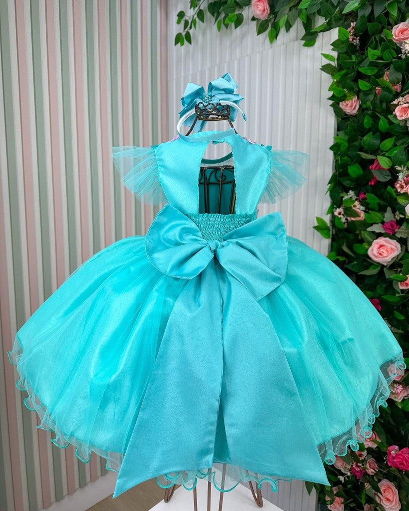 Vestido Marie Jardim Encantado Isis Luxinho Verde Tiffany (VESTMJMLXNHOVERDETFFNY)