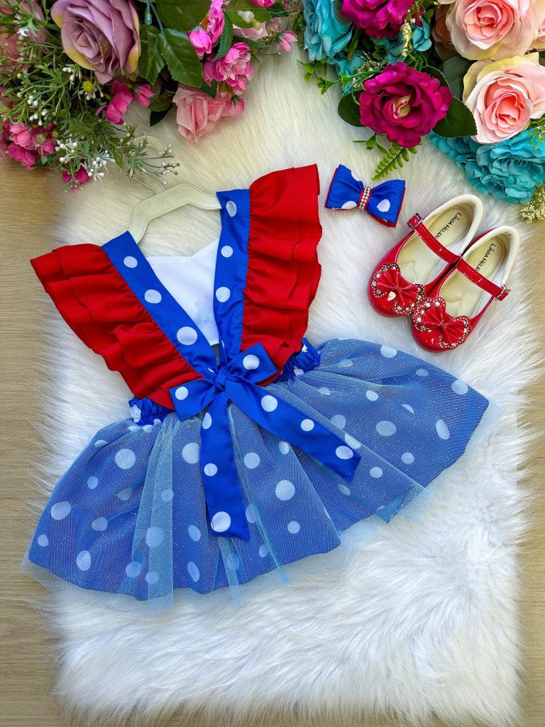 Romper/Vestido Princesa Belli Galinha Pintadinha Azul e Vermelho (ROPERVSTPNCESAGPTDVRAZL)