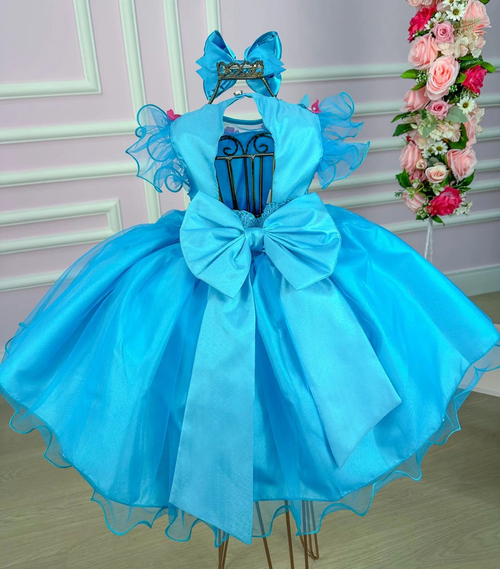 Vestido Princesa Belli Bia Jardim Encantado Azul Tiffany (VESTPRINCBLLJRDENCAZLTFF)