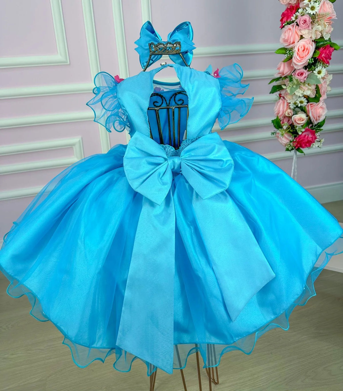 Vestido Princesa Belli Bia Jardim Encantado Azul Tiffany (VESTPRINCBLLJRDENCAZLTFF)