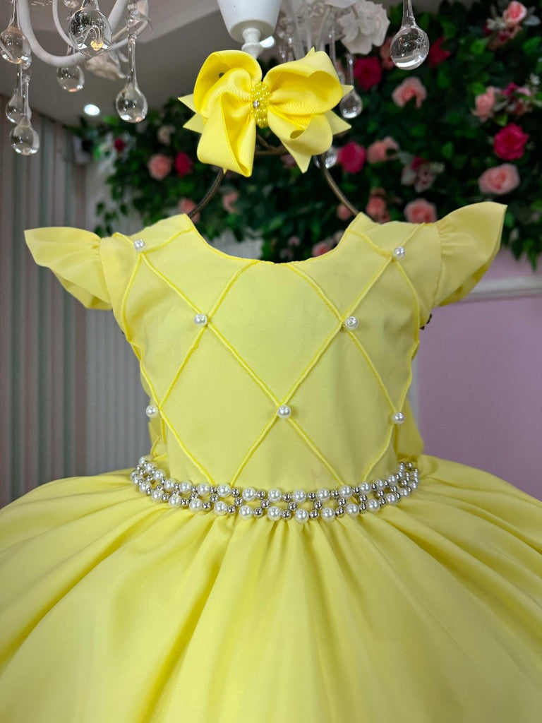 Vestido Ysa Kids Francine Amarelo - Festa