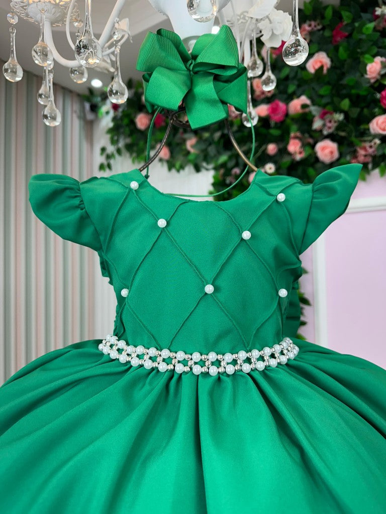 Vestido Ysa Kids Francine Verde Bandeira - Festa e Formatura