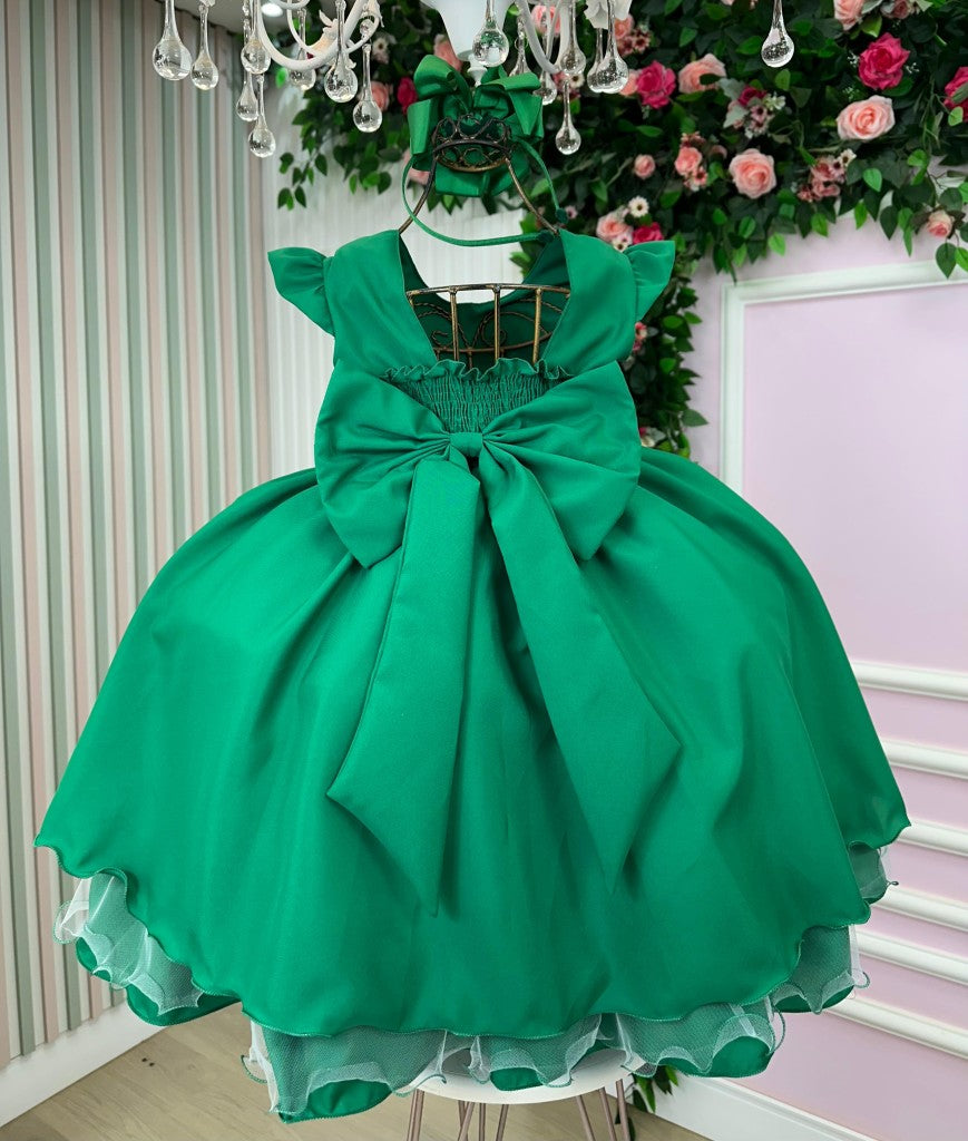 Vestido Ysa Kids Francine Verde Bandeira - Festa e Formatura
