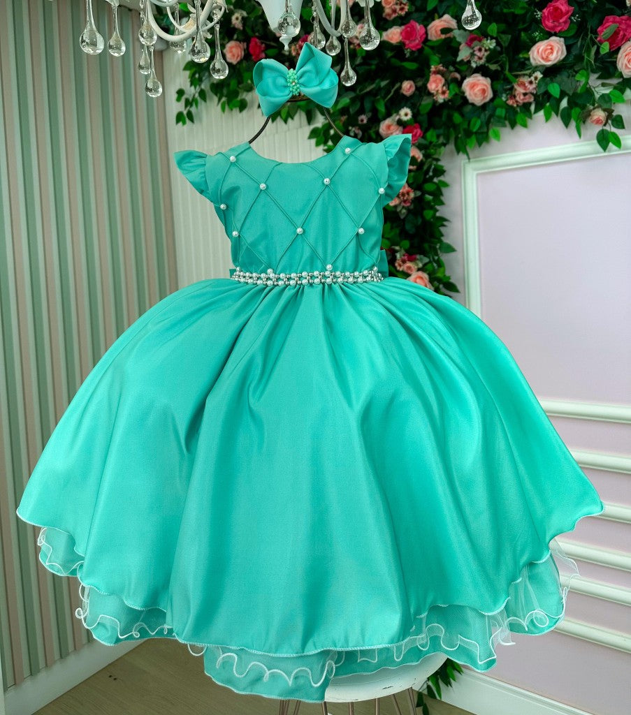 Vestido Ysa Kids Francine Verde Menta - Festa