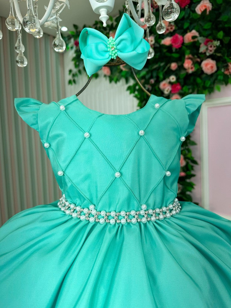 Vestido Ysa Kids Francine Verde Menta - Festa