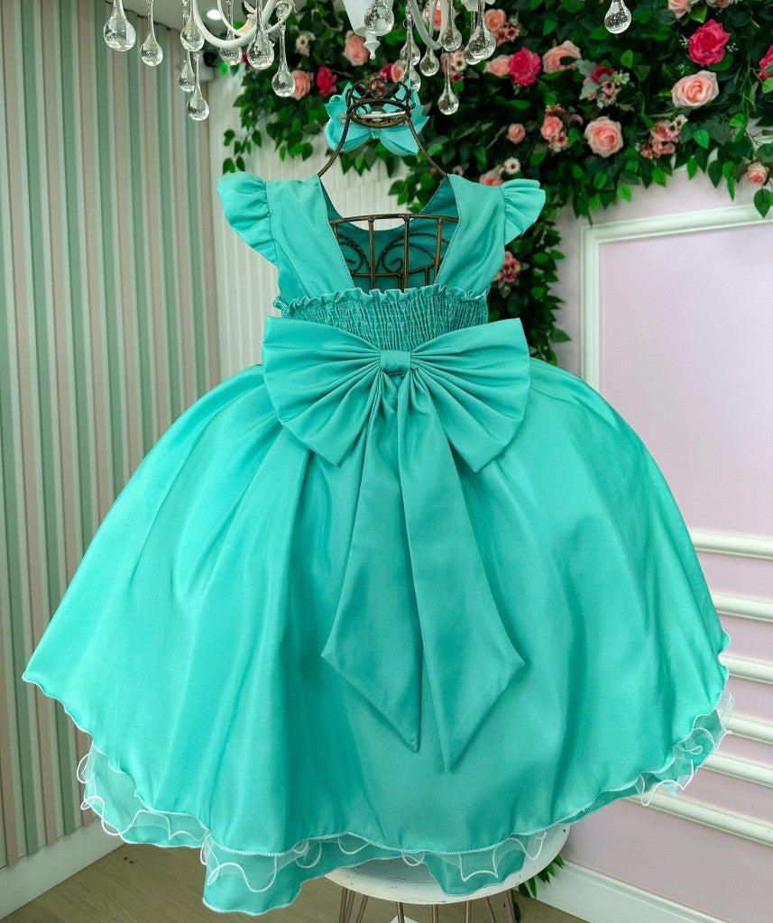 Vestido Ysa Kids Francine Verde Menta - Festa
