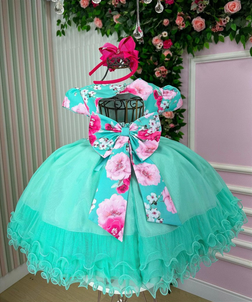 Vestido Menina Bonita Jardim Encantado Maiza Verde (VESTMBTAJDMZAVRDE)