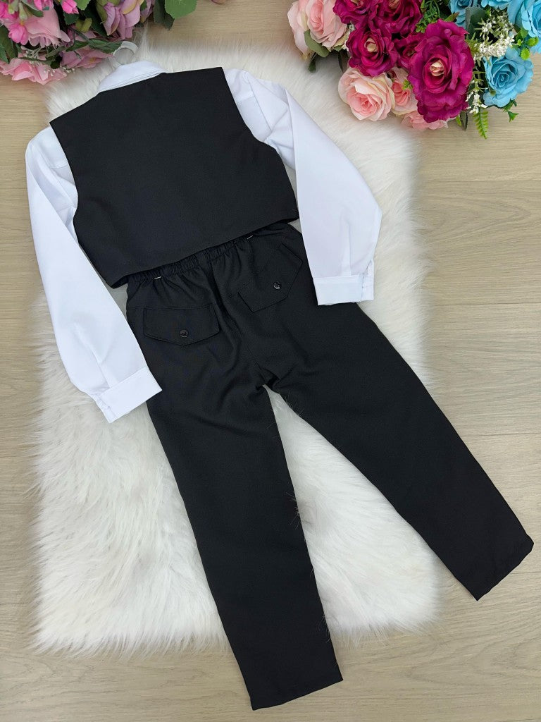 Conjunto Meninos Kanga Social Preto Colete (CJTMSCKNGBLPTO)
