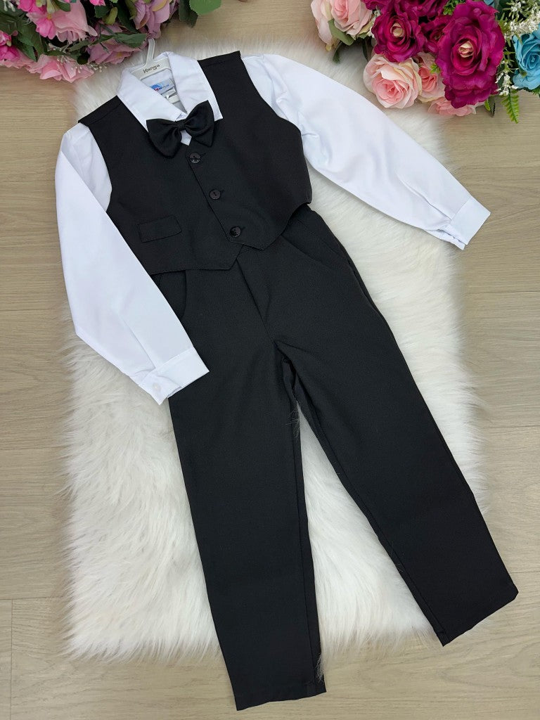 Conjunto Meninos Kanga Social Preto Colete (CJTMSCKNGBLPTO)