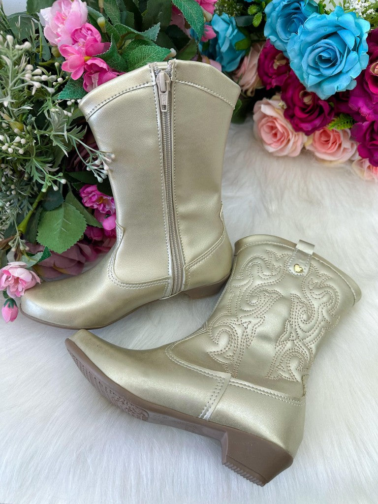 Bota/ Coturno Flor Di Mila Boiadeira Texana Maria Dourado (VESTBTCTFLDIMBDTXMR)