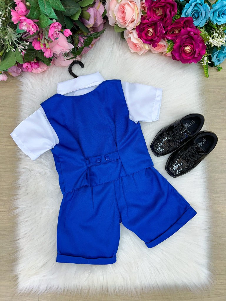 Conjunto Social Miss Cherry Leandro Colete Azul Royal