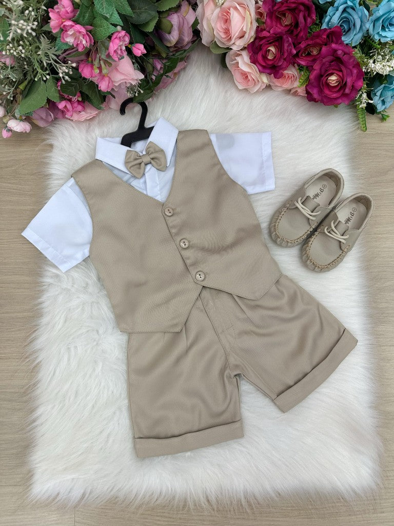 Conjunto Social Miss Cherry Leandro Colete Bege (COSOMICLECBE)