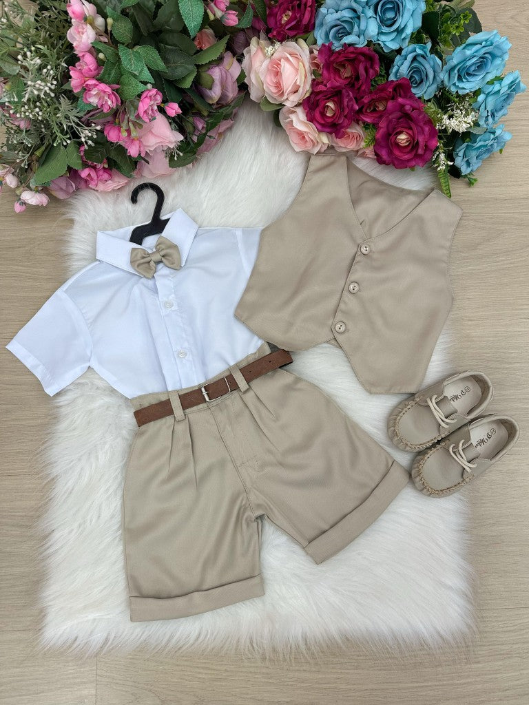 Conjunto Social Miss Cherry Leandro Colete Bege (COSOMICLECBE)
