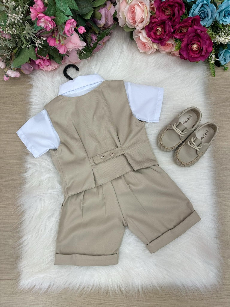 Conjunto Social Miss Cherry Leandro Colete Bege (COSOMICLECBE)