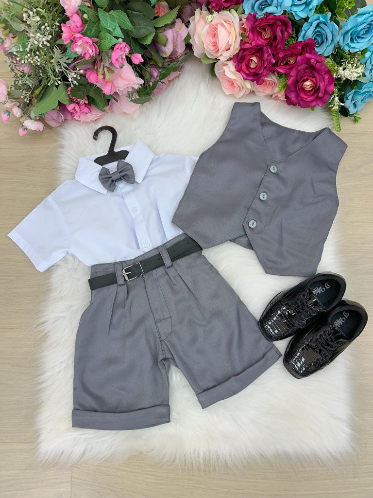 Conjunto Social Miss Cherry Leandro Colete Cinza Grafite (CJSCMSSCYLDCLCZ)