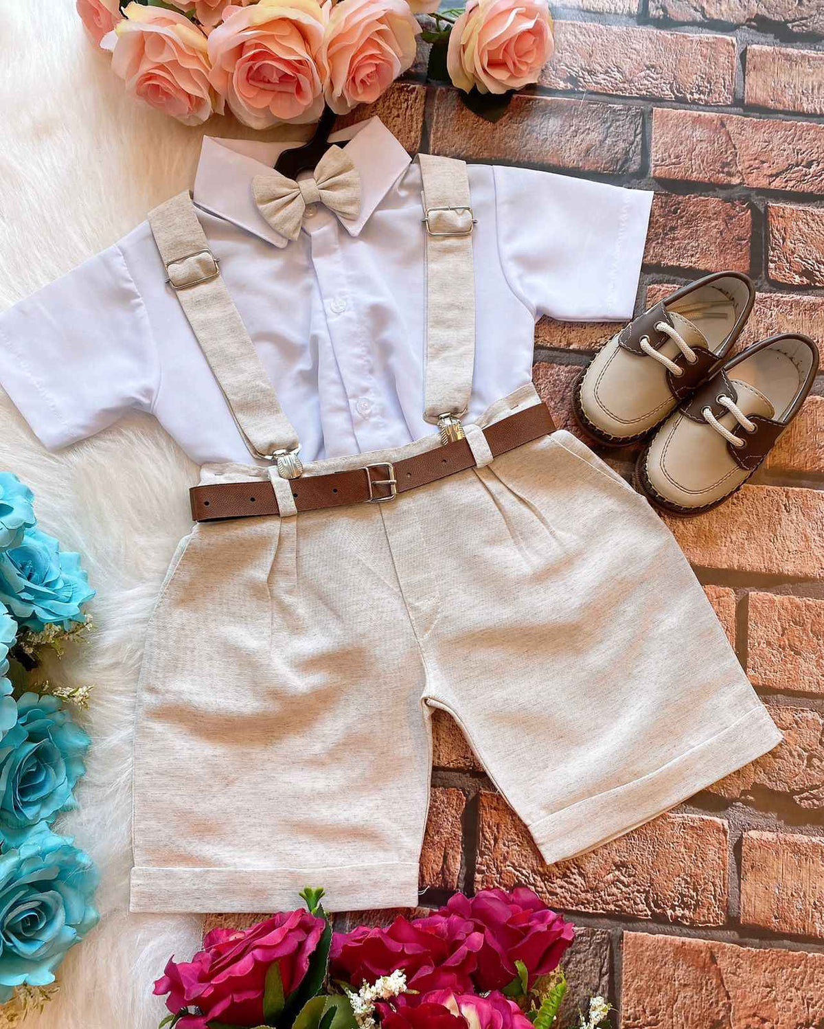 Conjunto Miss Cherry Social Linho Shorts Gustavo (CJTMSCRSCLNSHT)